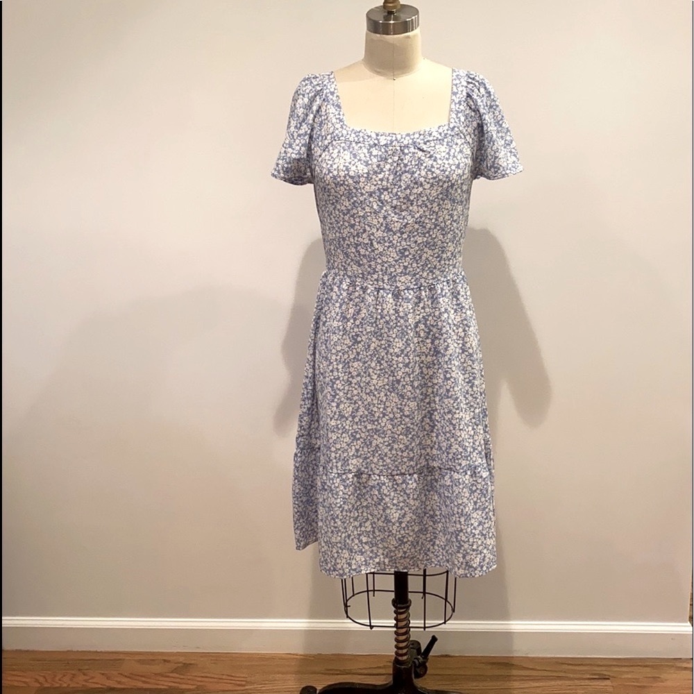 Floral Square Neck A-Line Summer Dress